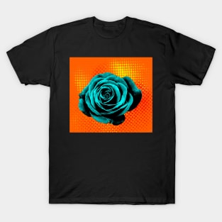 Rose pop art blue, orange, yellow T-Shirt